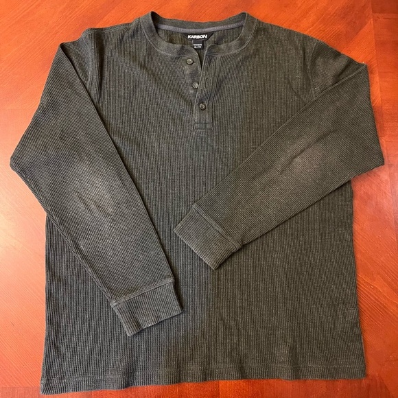 Karbon Other - Karbon Men’s Dark Green Long Sleeve Henley Shirt XL